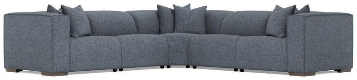 Bliss Blue 5 Piece Modular Power Reclining Sectional with Pillows