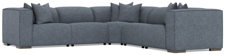 Bliss Blue 5 Piece Modular Power Reclining Sectional with Pillows