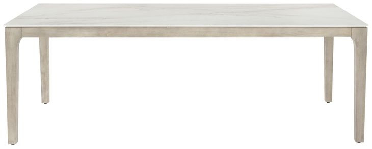 Marbella White Shell Rectangular Outdoor Natural Stone Top Dining Table