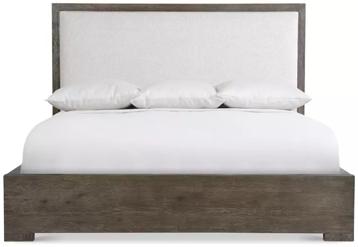 Outline Cassel and White Performance Fabric California King Upholstered Panel Bed