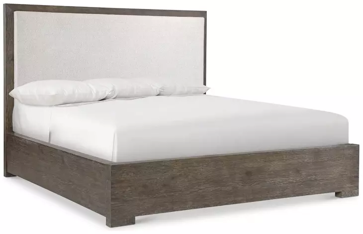 Outline Cassel and White Performance Fabric California King Upholstered Panel Bed