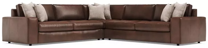 Nest Brown Leather 3 Piece Modular Sectional with Pillows
