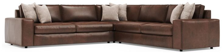 Nest Brown Leather 3 Piece Modular Sectional with Pillows