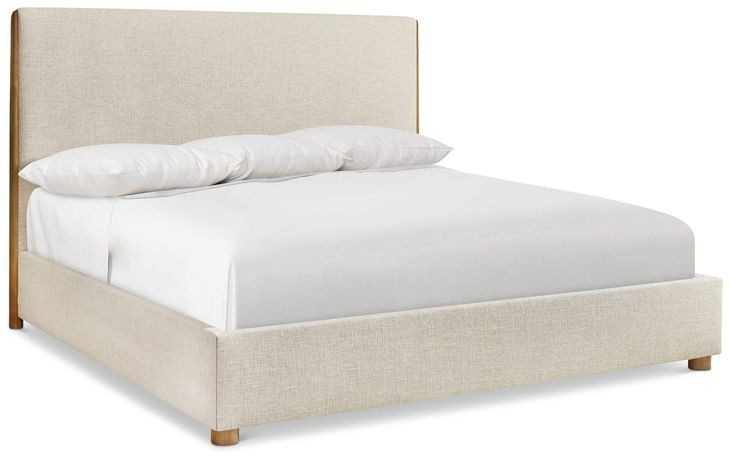 Brasea Beige and Lume Performance Fabric King Upholstered Panel Bed