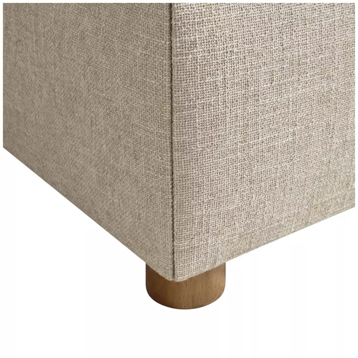 Brasea Beige and Lume Performance Fabric Queen Upholstered Panel Bed