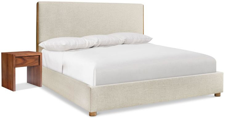 Brasea Beige and Lume Performance Fabric Upholstered Panel Bedroom Set