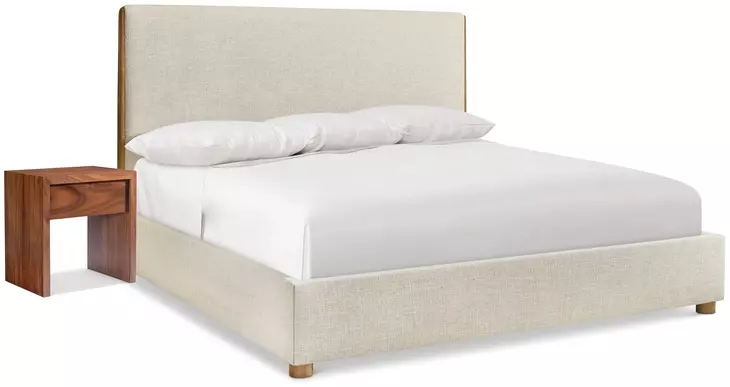 Brasea Beige and Lume Performance Fabric Upholstered Panel Bedroom Set