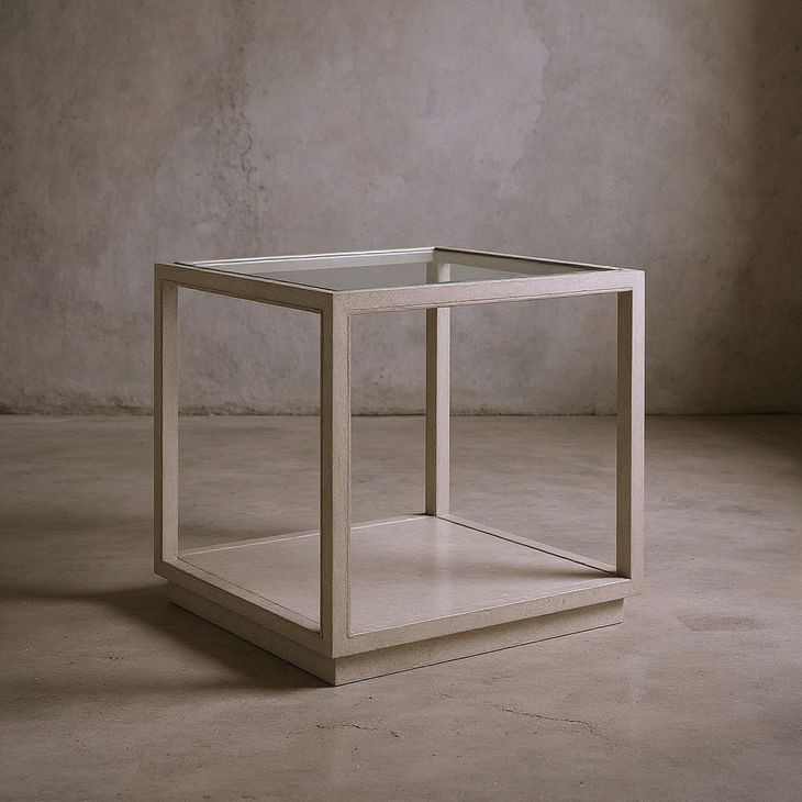 Glaze Bezel Square Glass Top End Table