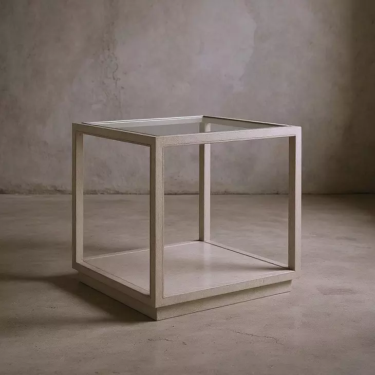 Glaze Bezel Square Glass Top End Table