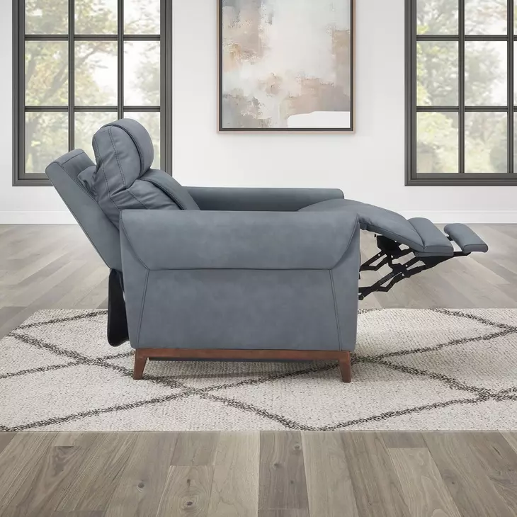 Conrad Blue Dusk High Leg Power Recliner with USB Charging