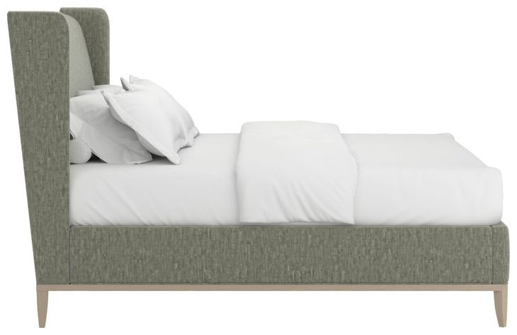 Edwin Celery King Upholstered Wing Shelter Bed
