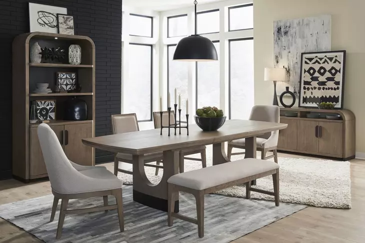 Tristan Swiss Coffee Upholstered Dining Bench