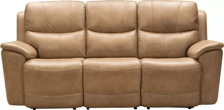 Kaden Elliott Taupe Leather 88" Power Reclining Sofa with Power Lumbar and USB Charging