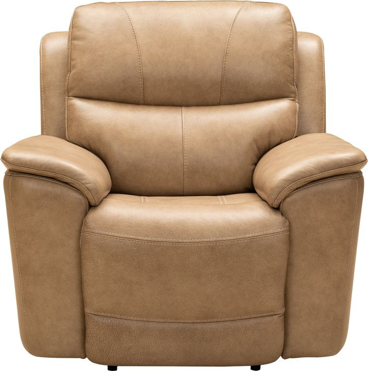 Kaden Elliott Taupe Leather Power Recliner with Power Lumbar and USB Charging