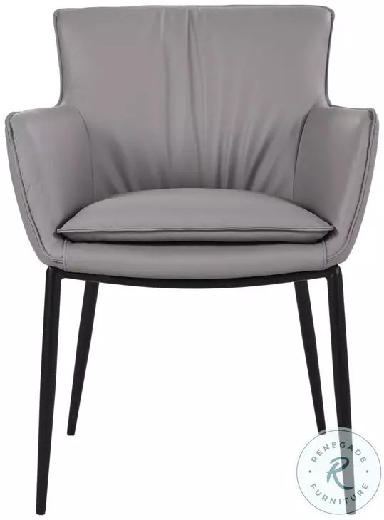 Kani Gray Leather Dining Arm Chair