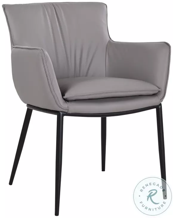 Kani Gray Leather Dining Arm Chair