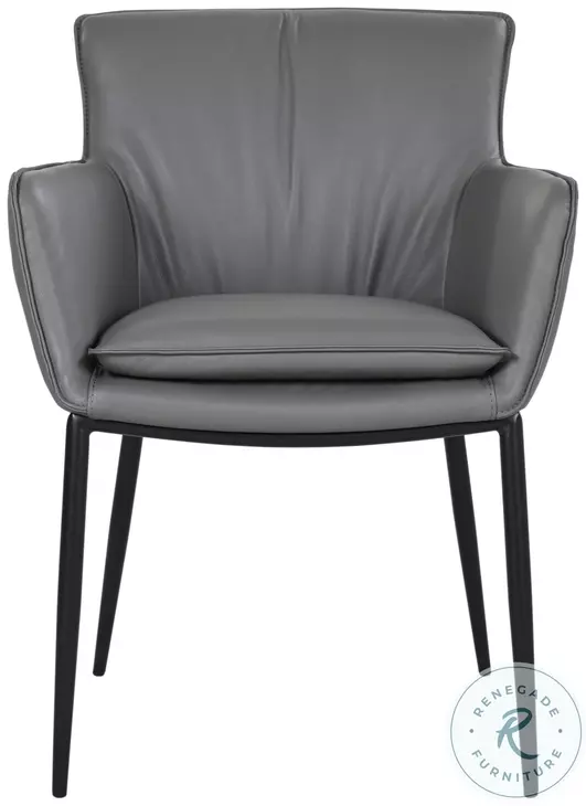 Kani Charcoal Gray Leather Dining Arm Chair