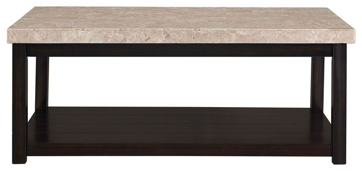 Caleb Espresso Rectangular Marble Top Coffee Table