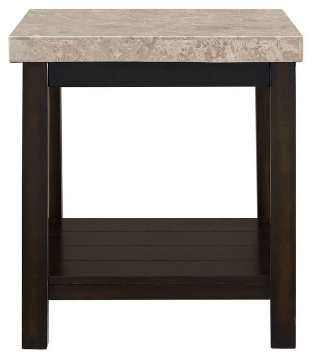 Caleb Espresso Rectangular Marble Top End Table