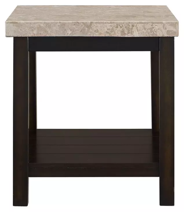 Caleb Espresso Rectangular Marble Top End Table