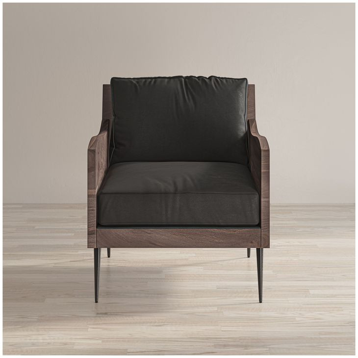 Karma Slate Genuine Leather Accent Chair