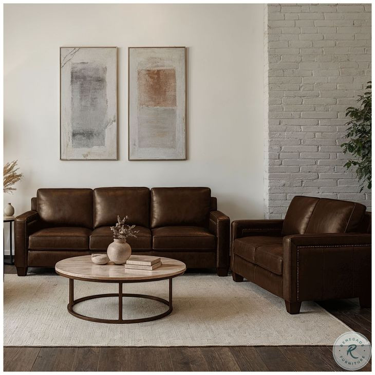 Kathleen Brown Leather Living Room Set