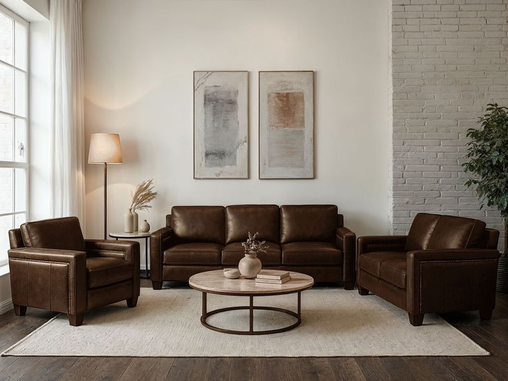 Kathleen Brown Leather Living Room Set