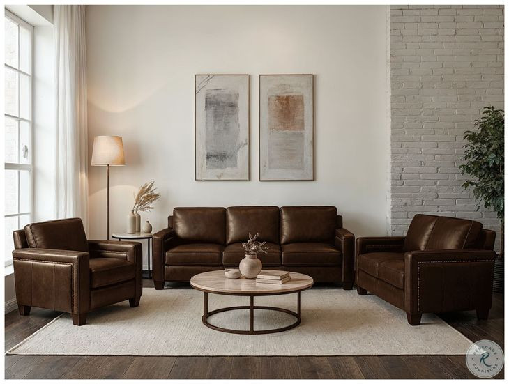 Kathleen Brown Leather Living Room Set