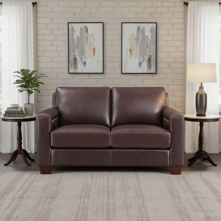 Kathleen Brown Leather 60" Loveseat