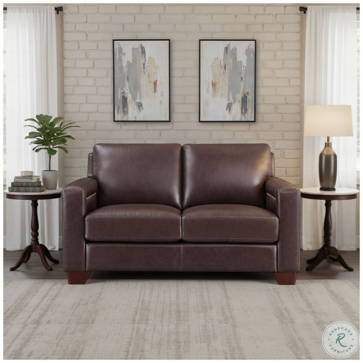 Kathleen Brown Leather 60" Loveseat with Nailhead Trim