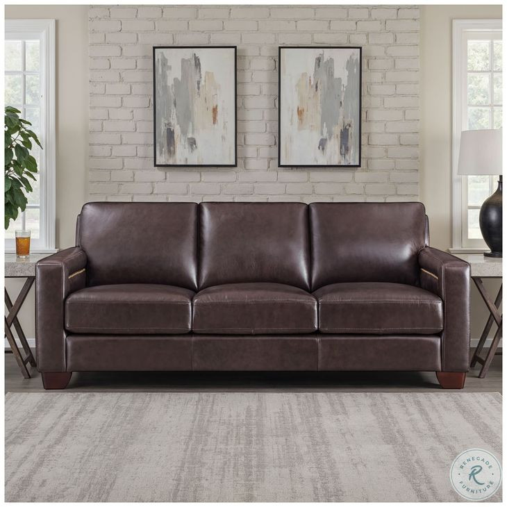Kathleen Brown Leather 84" Sofa with Nailhead Trim