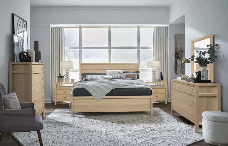 Meadowrise Sandstone Beige King Panel Bed