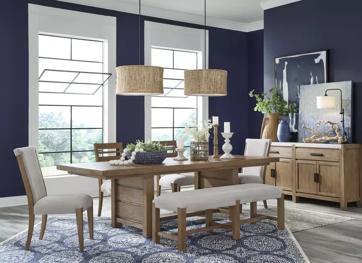 Plum Creek Gray Upholstered Dining Bench