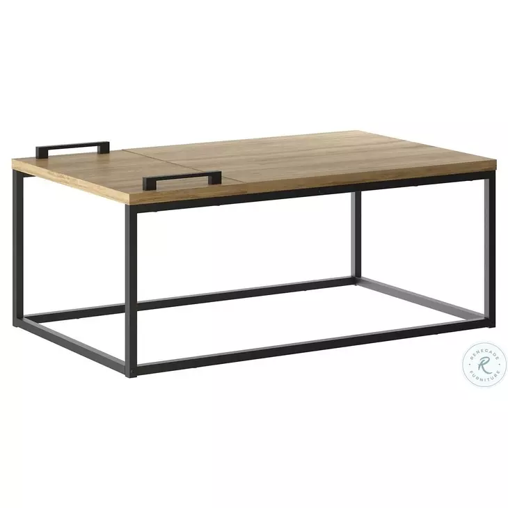 Noa Oak And Black Painted Metal Cocktail Table