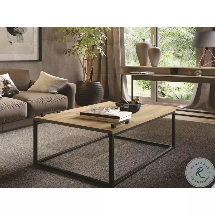 Noa Oak And Black Painted Metal Cocktail Table