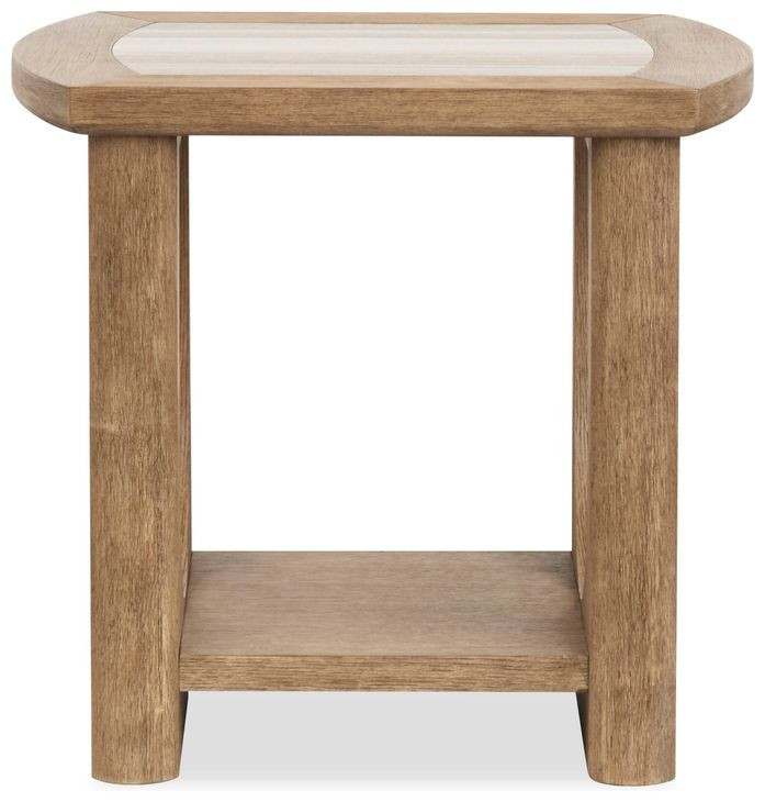 Bradford Riverbed Beige Rectangular Marble Top End Table