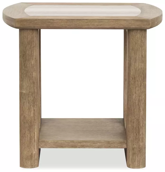 Bradford Riverbed Beige Rectangular Marble Top End Table
