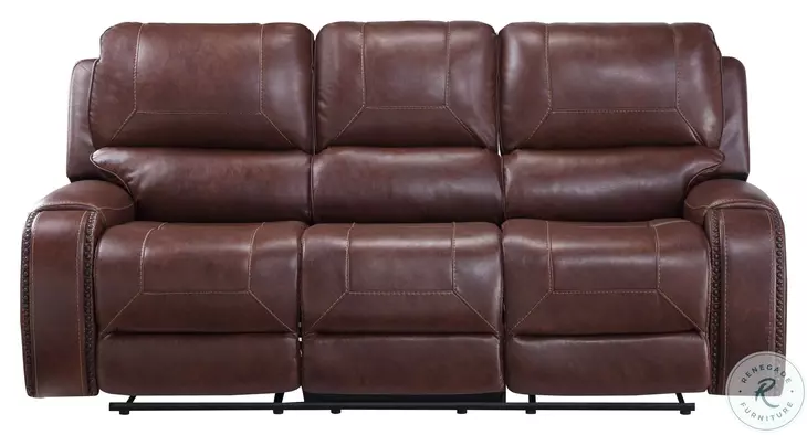 Keily Brown Manual Reclining Sofa with Dropdown Table