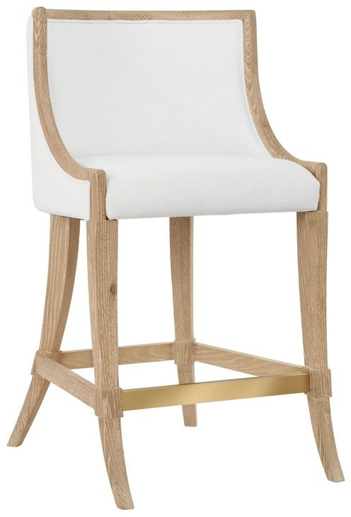 Keaton White and Brown Performance Fabric Counter Height Stool