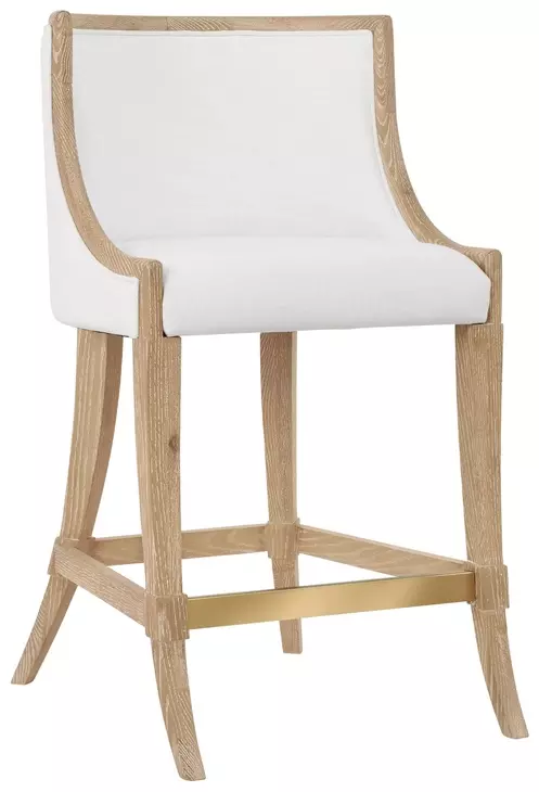 Keaton White and Brown Performance Fabric Counter Height Stool