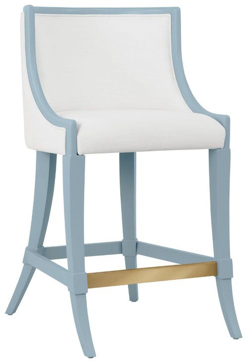 Keaton White and Light Blue Performance Fabric Counter Height Stool