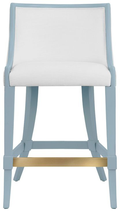 Keaton White and Light Blue Performance Fabric Counter Height Stool