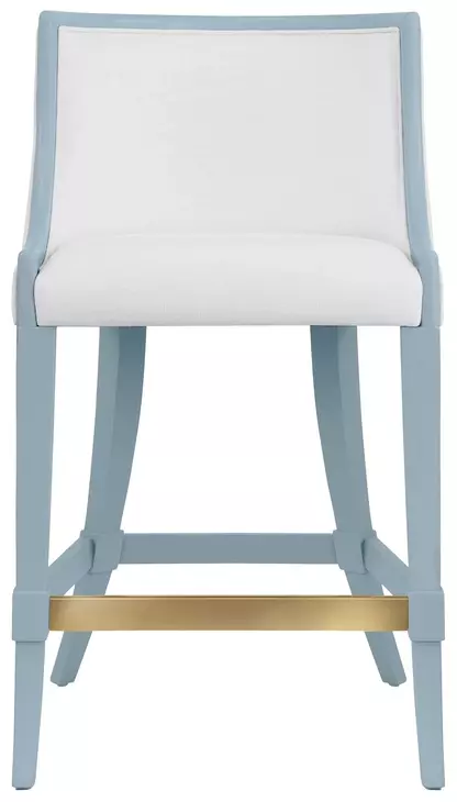 Keaton White and Light Blue Performance Fabric Counter Height Stool