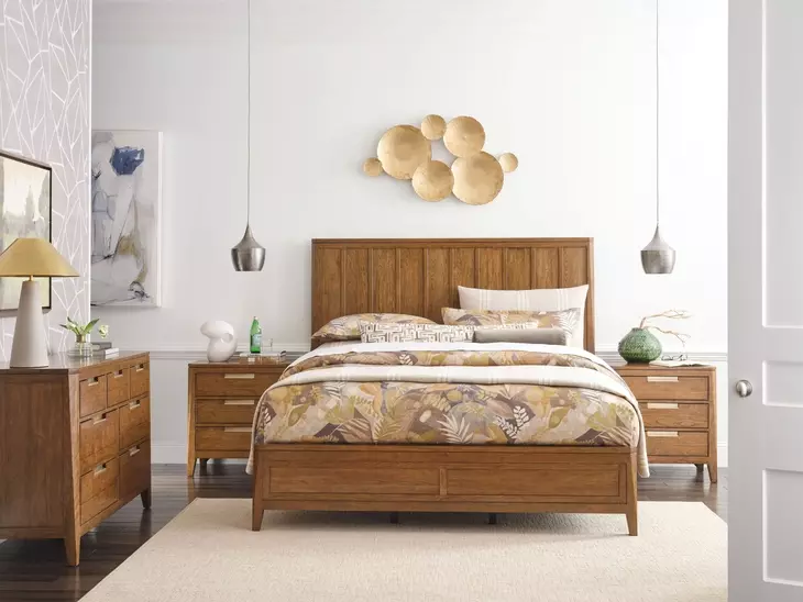 Cherryline Cherry 7 Drawer Scale Dresser with Rectangular Landscape Mirror