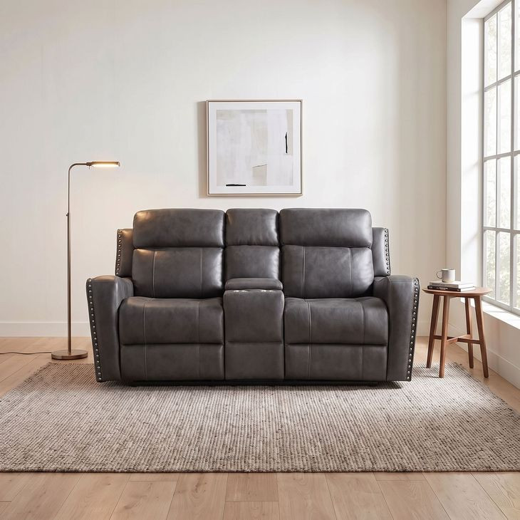 Kellen Dark Gray Double 73" Power Reclining Loveseat with Center Console