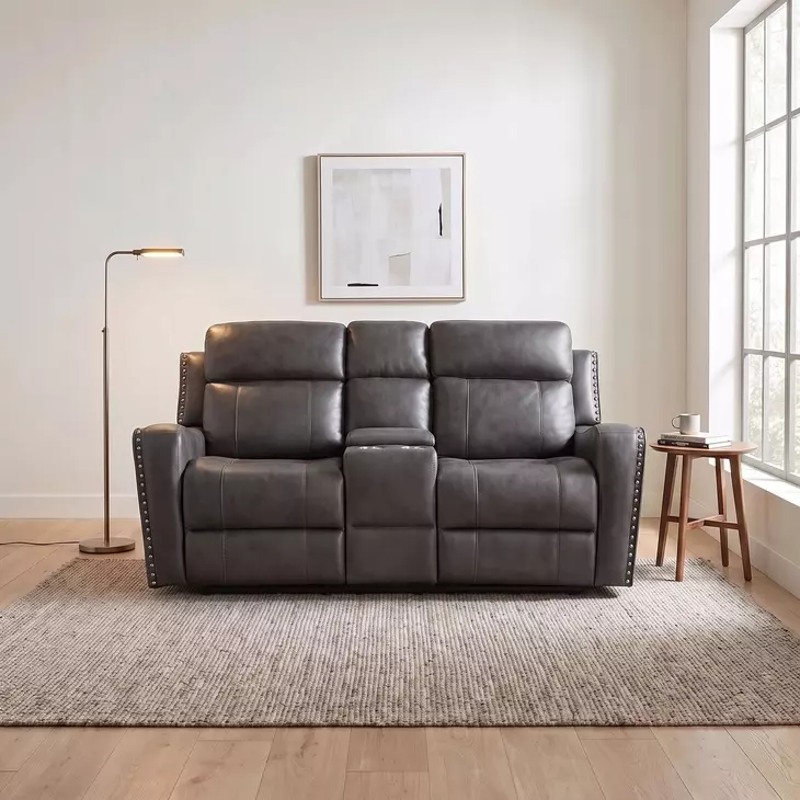 Kellen Dark Gray Double 73" Power Reclining Loveseat with Center Console