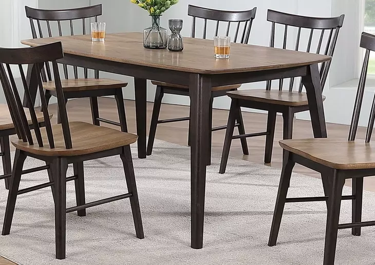 Kensington Black and Natural Rectangular Leg Dining Room Set