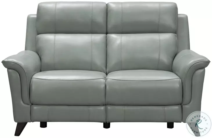 Kester Lorenzo Mint Leather 63" Power Reclining Loveseat with Power Headrest and USB Charging