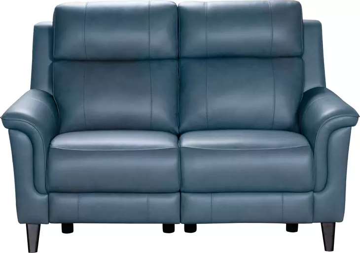 Kester Masen Bluegray Leather 63" Power Reclining Loveseat with Power Headrest and USB Charging