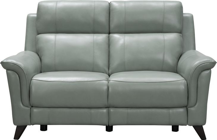 Kester Lorenzo Mint Leather 63" Power Reclining Loveseat with Power Headrest and USB Charging
